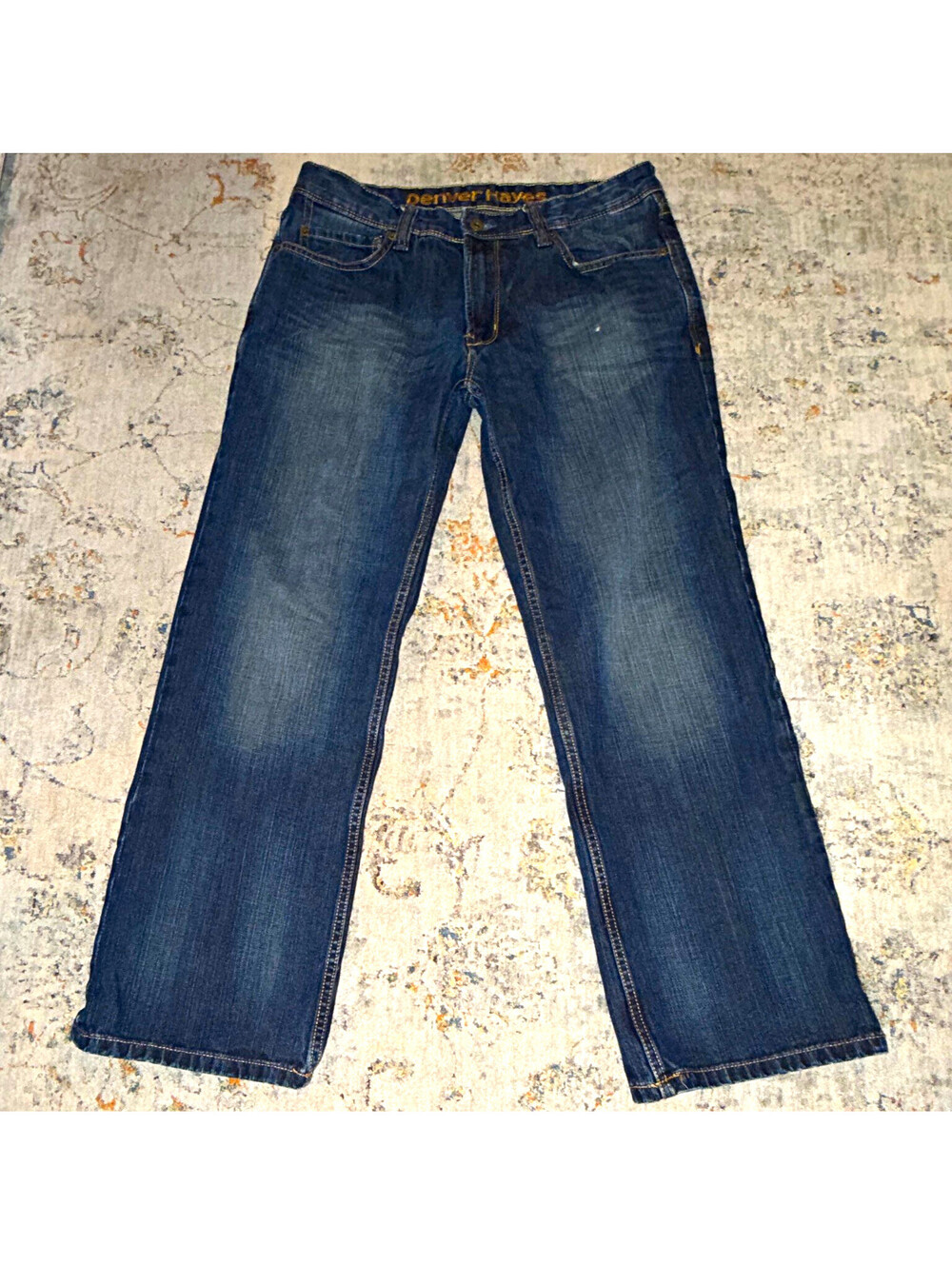 Denver Hayes Men's Medium Wash Blue Denim Straight Jeans Regular 5-Pocket A215
